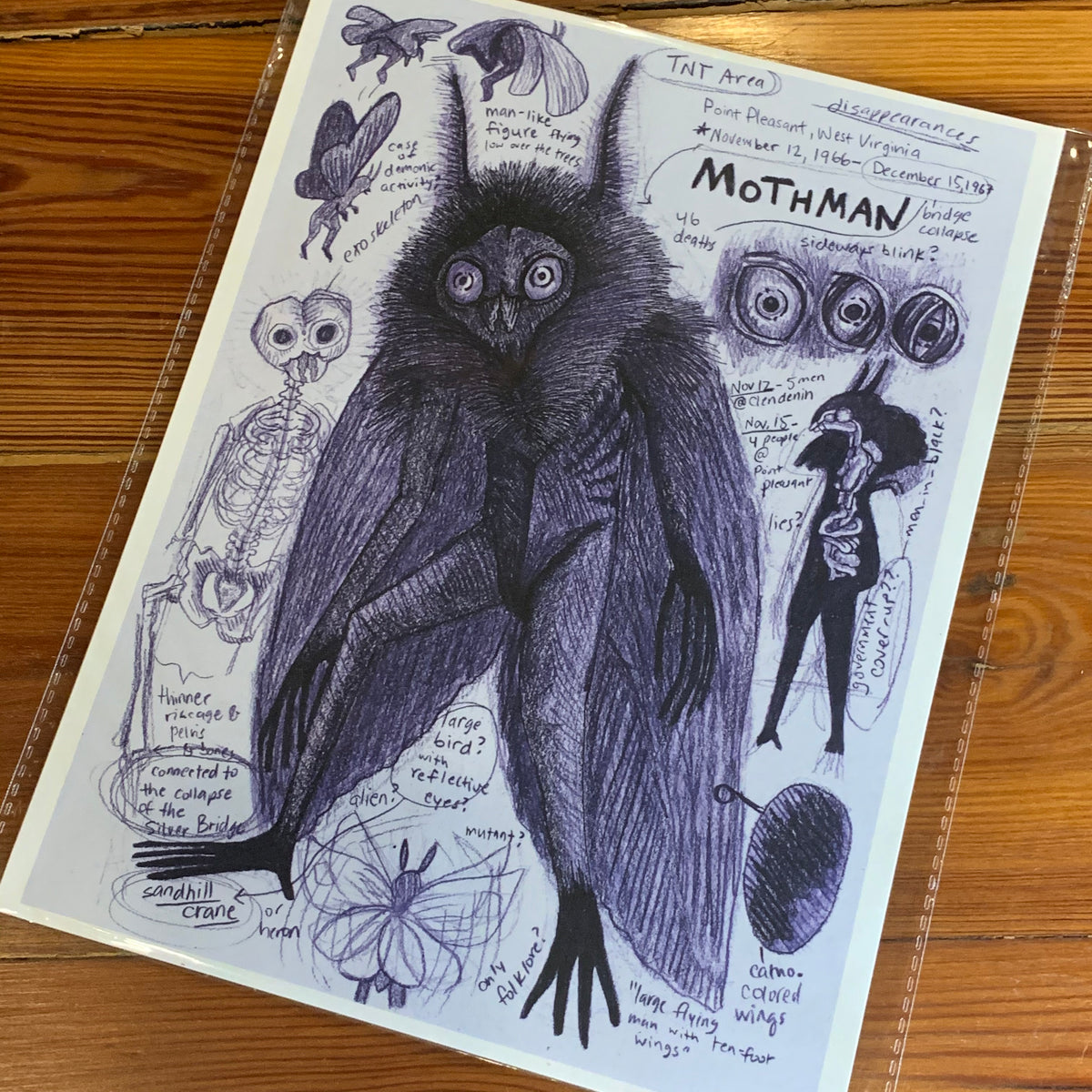 cryptid west virginia monsters Mothman - WV Cryptid Art Print