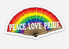 Peace Love Pride Fan Sticker