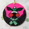 Cozy Mothman Ornament - Pink w/ Green & White