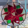 Pointsettia Panel - stained glass