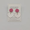 Clear Acrylic Hearts on Small Pink Leather Studs Earrings