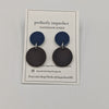 Brown Leather Circles on Blue Leather Studs Earrings