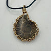 Brass Wire Wrapped Necklace - Polished Shell Fossil