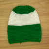 Green and White Knitted Skull Cap