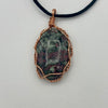 Copper Wire Wrapped Necklace - Green & Purple Stone