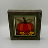 Pumpkin w/ Leaves Natural Frame Shadowbox 5 x 5