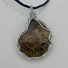 Silver Wire Wrapped Necklace - Spiral Shell Fossil