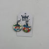 Cats in Hats Circle Dangle Earrings