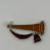 Amber Christmas Horn Stained Glass