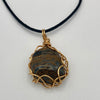 Wire Wrapped Necklace - Brown Stone w/ Black Stripes