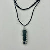 Wire Wrapped Necklace - Dark Grey Rectangular Stone