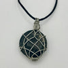 Wire Wrapped Necklace - Round Grey Stone