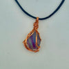 Wire Wrapped Necklace - Clear Blue and Pink Stone