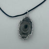 Wire Wrapped Necklace - Gray Striped Oval