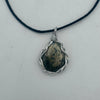 Wire Wrapped Necklace - Gray Cracked Pattern Stone