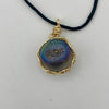 Wire Wrapped Necklace - Rainbow Geode Sphere