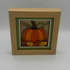 Pumpkin w/ Leaves Wood Frame Shadowbox 5 x 5