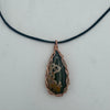 Wire Wrapped Necklace - Teal and Yellow Teardrop