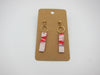 Mixed Red Dangly Rectangle Earrings