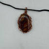 Wire Wrapped Necklace - Orange Marbled Stone