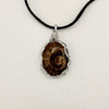 Wire Wrapped Necklace - Brown Spiral Stone