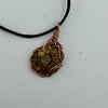 Wire Wrapped Necklace - Brown Shell Fossil