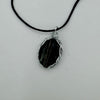 Wire Wrapped Necklace - Carved Coal Oval (2)