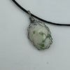 Wire Wrapped Necklace - White and Green Oval