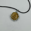 Wire Wrapped Necklace - Patterned Yellow Stone