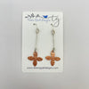 Silver Bars with Copper Flowers Earrings