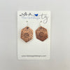 Copper Sunflower Hexagon Earrings