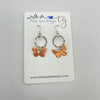 Silver Circles with Copper Butterflies Earrings