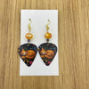 Orange Cat Orange Bead Guitar Pick Earrings