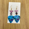 Blue Butterfly Bead Guitar Pick Earrings