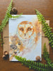 Barn Owl Watercolor Greeting Card