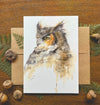 Great Horned Owl Watercolor Greeting Card