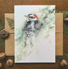 Downy Woodpecker Watercolor Greeting Card