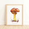 Orange Amanita Mushroom Art Print 8x10