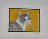 Portrait on Gold Original Cat Drawing