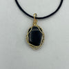 Wire Wrapped Necklace - Black Polished Stone