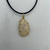 Wire Wrapped Necklace - Beige Cracked Stone