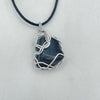 Wire Wrapped Necklace - Black Polished Stone