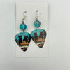 Teal Piano Cats Guitar Pick Earrings