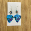 Blue Butterfly Clear Beads Guitar Pick Earrings