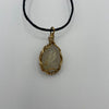 Wire Wrapped Necklace - Clear Stone with Gold Inclusions