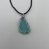 Wire Wrapped Necklace - Blue Sea Glass