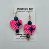 Neon Pink Sprinkle Heart Earrings