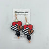 Stripe and Leopard Print Heart Earrings