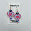 Blue and Pink Heart Earrings