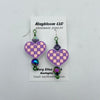 Purple Checkerboard Heart Earrings